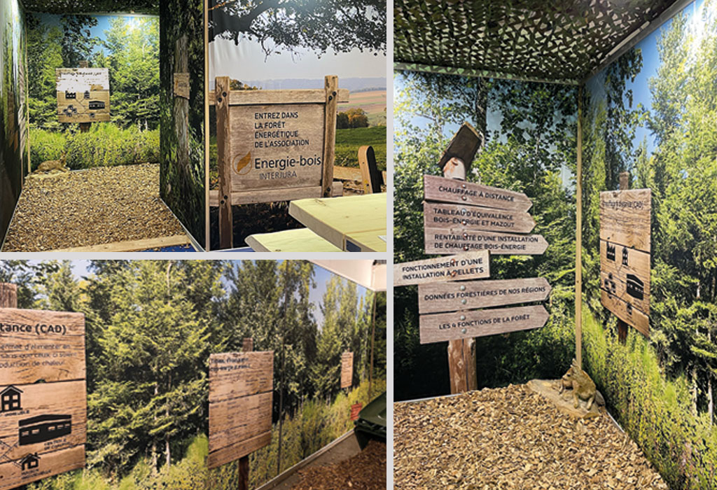 Habillage complet du stand Énergie Bois à la Foire du Jura, Delémont