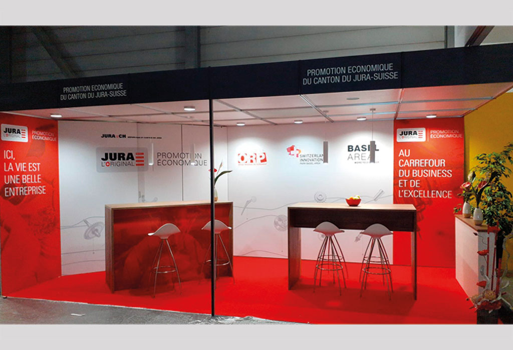 Habillage du stand de la Promotion économique du canton du Jura, EPHJ